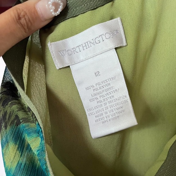 sheer turquoise blue green patterned midi skirt - Picture 5 of 7